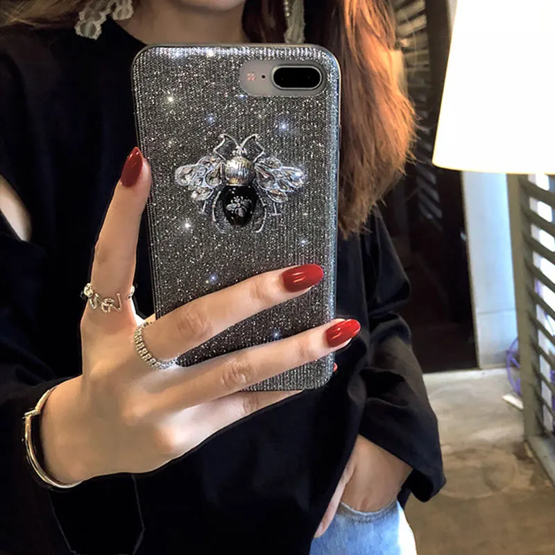 Шикарный Блестящий чехол для телефона iPhone 6 6s 7 8 Plus X XR XS Max модный бренд 3D Bee