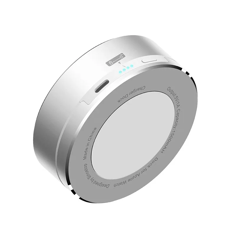 Портативное беспроводное зарядное устройство док-станция для iphone watch 1500mAh повербанк внешний аккумулятор банк питания для Apple Watch зарядное устройство - Цвет: Silver