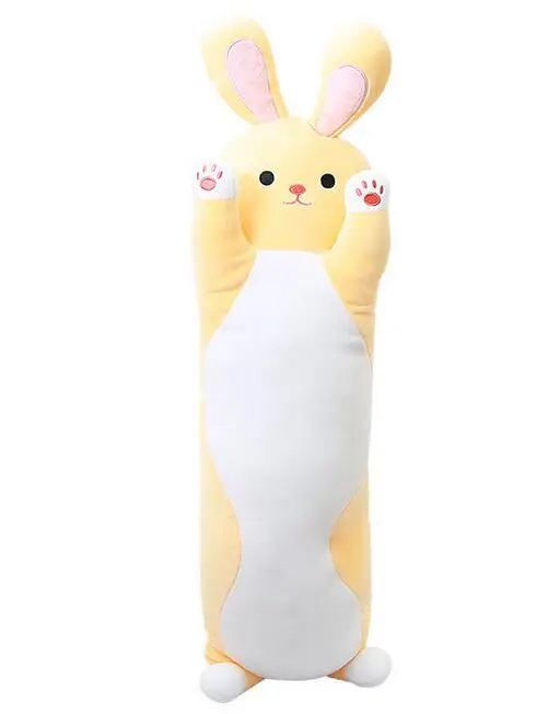 yellow rabbit Candice guo милая плюшевая игрушка прекрасный кот кролик динозавр Единорог Мягкая Кукла длинная подушка для тела подарок на день рождения Рождество 1 шт - Цвет: yellow rabbit