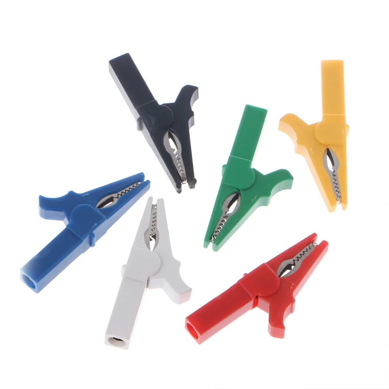 6 Pcs 6 Colors 55mm Crocodile Alligator Clip For 4mm Male Banana Plug Connector
