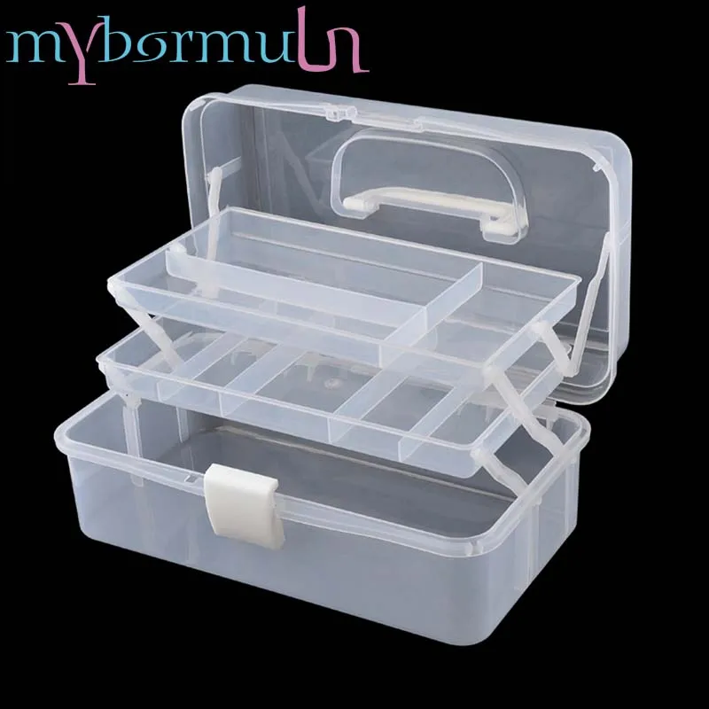 Прозрачная коробка для инструментов дизайна ногтей большого размера