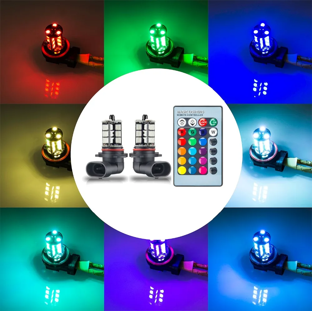 YIJINSHENG 2 шт. 27SMD 12 В RGB 5050 H11/H8 HB3 HB4 9006 9005 H4 H7 светодиодные Сменные противотуманные