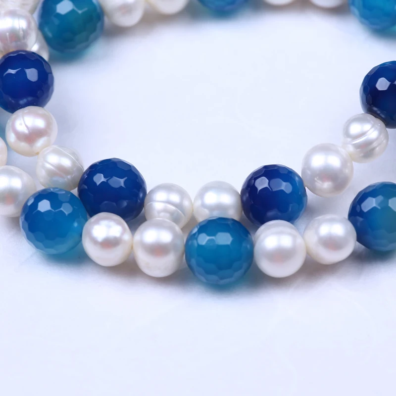 Браслет Daking из натурального пресноводного жемчуга голубой граненый браслет