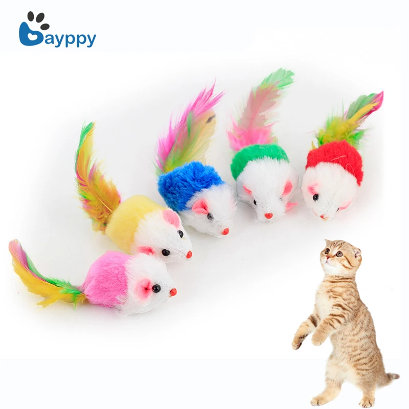 

10Pcs Soft Fleece False Mouse Cat Toys Interactive Cheap Mini Funny Mice & Animal Playing Toys For Cats Kitten Random Multicolor