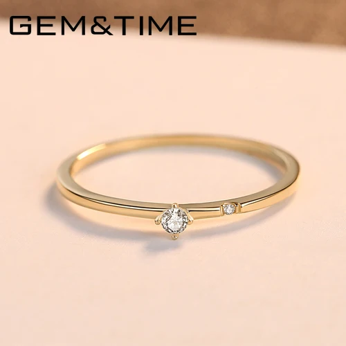 Gem& Time корейские кольца с голубым сапфиром из золота 14 к для женщин топаз тонкое ювелирное изделие для помолвки из желтого золота AU585 R14007 - Цвет камня: White