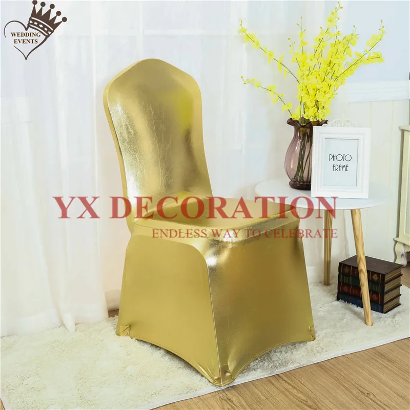 New Design Bronzing Coated Lycra Spandex Chair Cover Stretch Metalic Covers For Wedding Event Decoration | Дом и сад