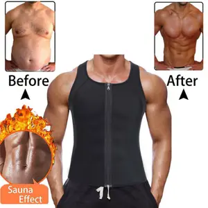 Лидер продаж, модная мужская корректирующая одежда без рукавов на молнии, облегающие майки, мужские летние тренировочные топы для потери веса