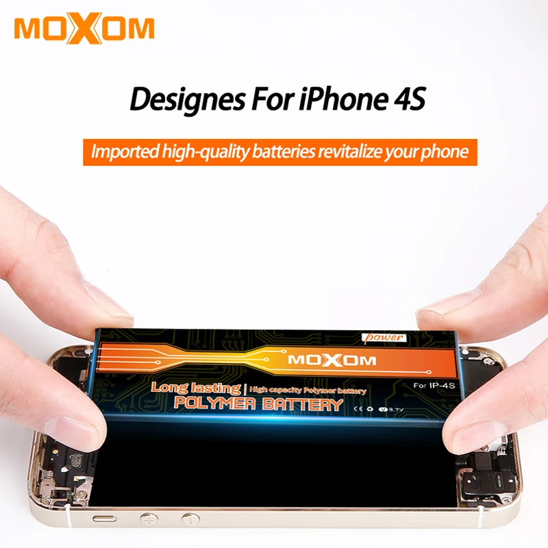 Оригинальный MOXOM аккумулятор для iPhone 4S 5 5S 6 6S батарея замена реальная емкость