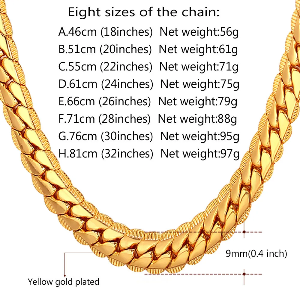 Цепочка на шею для мужчин цепочка из розового золота серебра 9 мм N655 | Украшения и