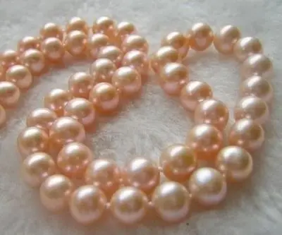 classic9-10mm natural south sea gold pink pearl necklace>Selling jewerly free shipping