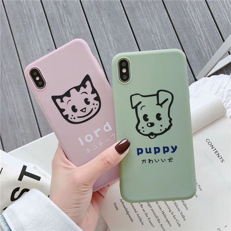 Собака Кошка TPU чехол для iphone 8 плюс 7 Чехол телефона Милые силиконовые 6 S 6s X XR XS Max