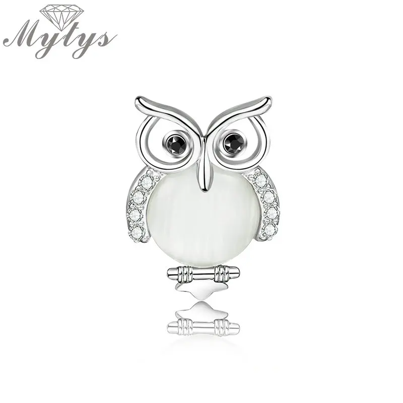 Милая брошь Mytys в виде совы булавки кошачий глаз живот модная женская и детская