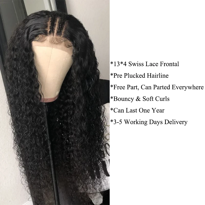 Malaysian Curly Lace Frontal Wig For Black Women Hot Star 13x4 Human Hair Wigs Pre Plucked With Baby Remy | Шиньоны и парики
