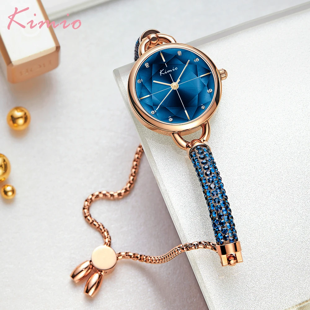 KIMIO Sapphire Blue Watches Fashion Decoration Bracelet  2020 Luxury Brand Ladies Watch Women Female Quartz-watch Wristwatches
