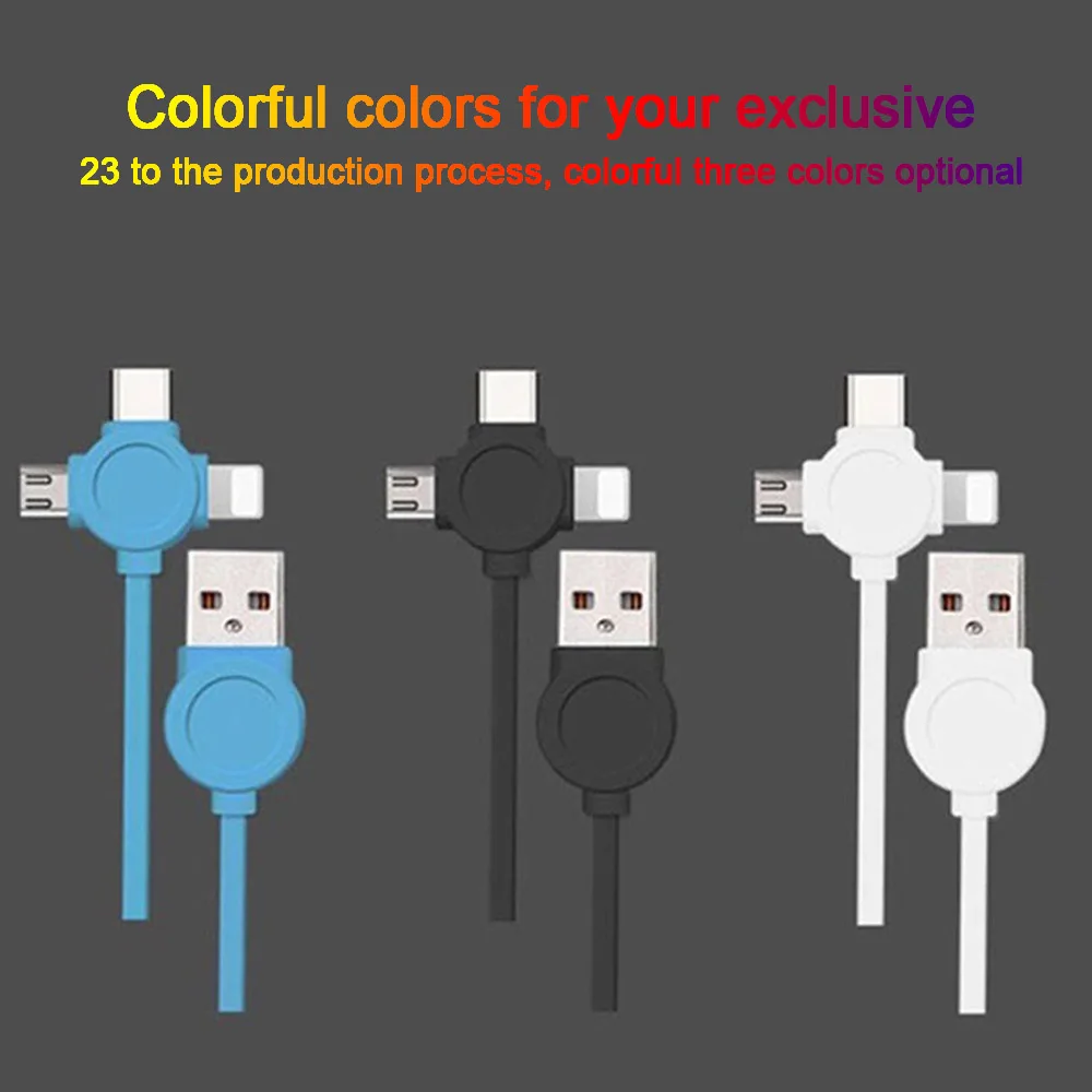 3 In 1 Lighting Micro USB Type C Charger Wire 8 Pin for IPhone X 7 Plus XS Xiaomi Samsung Portable Data Charging Cable 1M Line | Мобильные