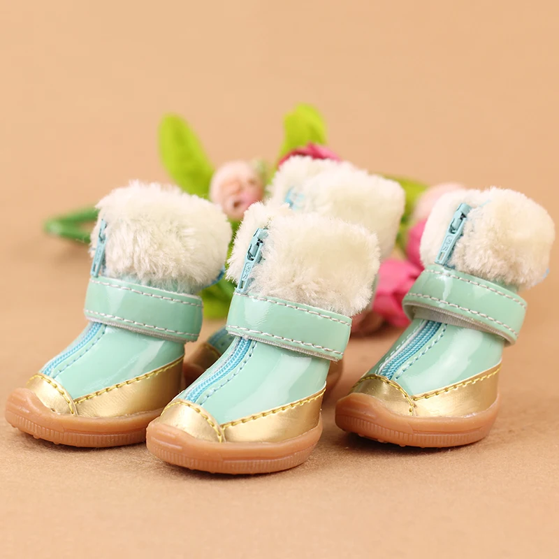 4 шт./компл. кожаные сапоги для домашних животных щенков Тедди зимние теплые 5