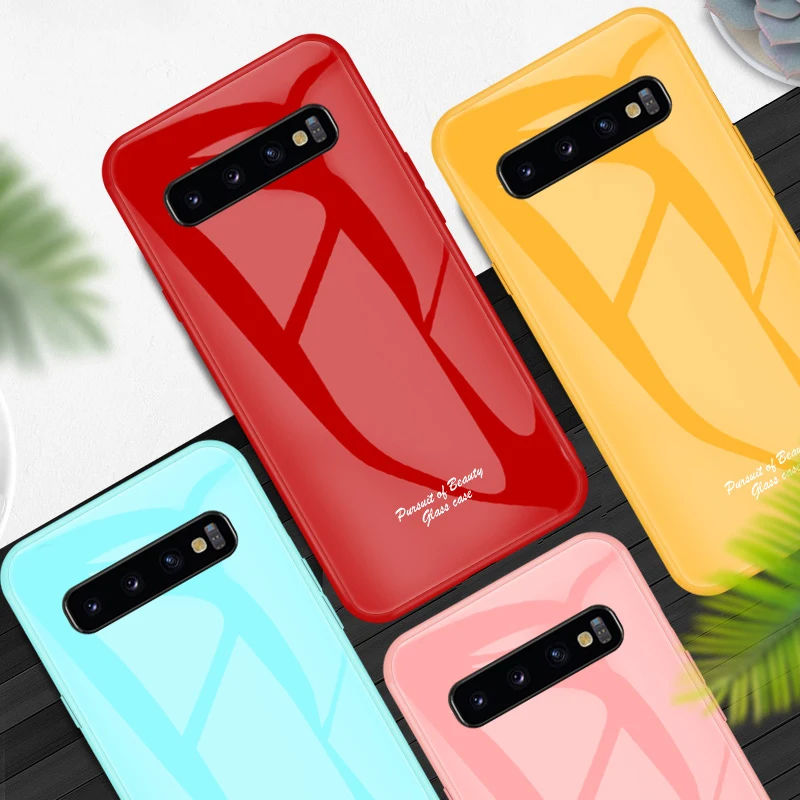 Чехол из закаленного стекла карамельного цвета для samsung Galaxy S8 S9 S10 Plus S10E S10X Note 8 9 S10 5G чехол простой сплошной чехол