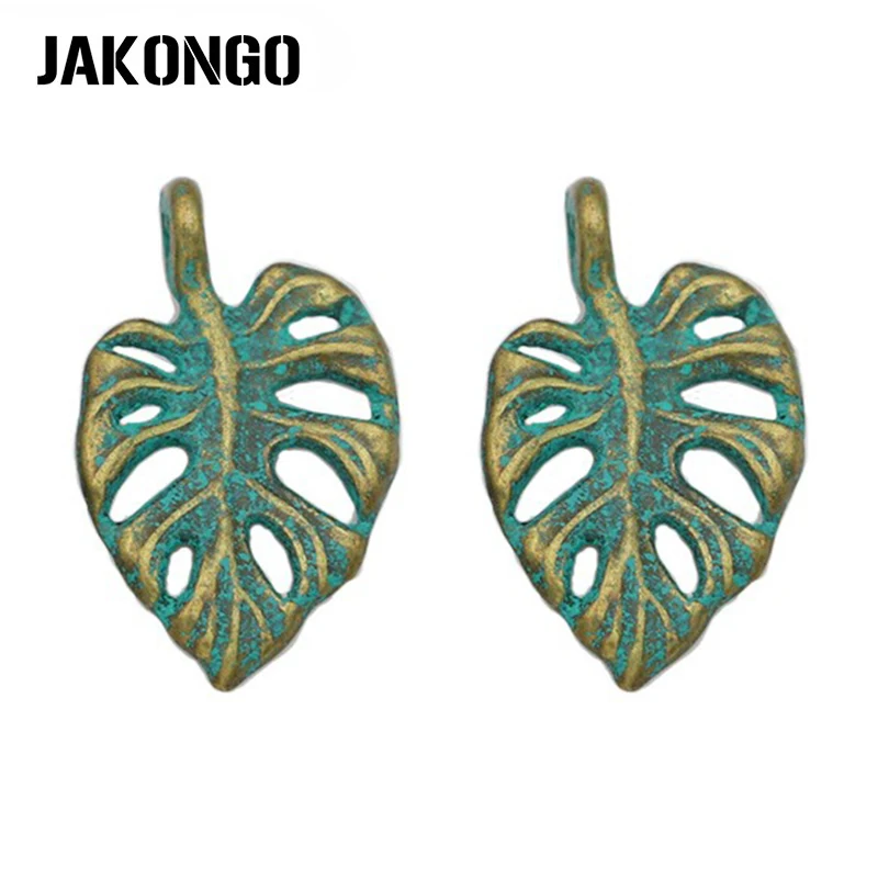 

JAKONGO винтажные Подвески в виде зеленых листьев с покрытием для изготовления ювелирных изделий, браслетов, серег, поделок ручной работы «сде...