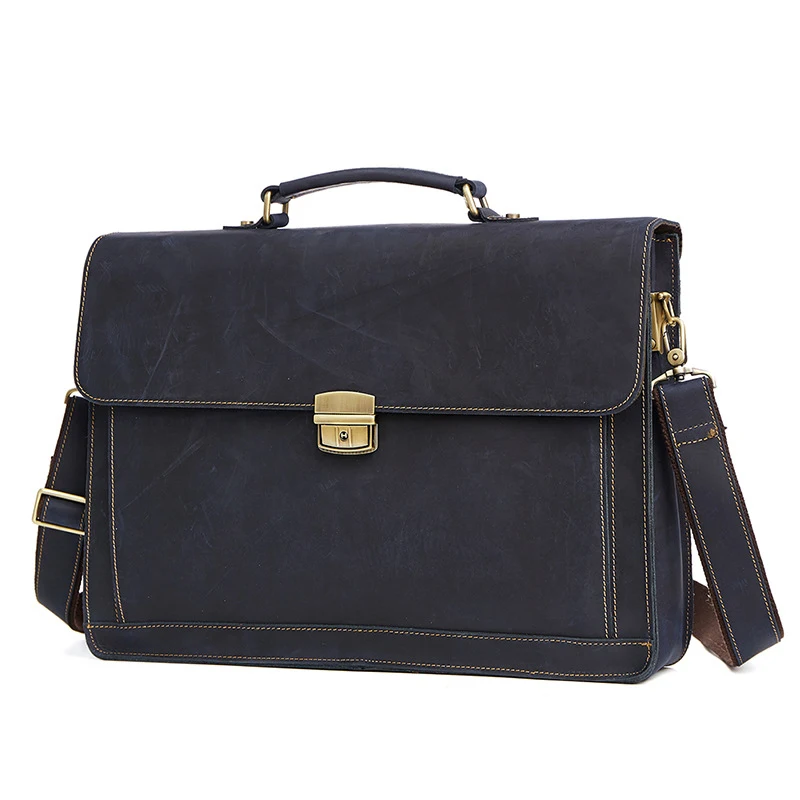 

New Genuine Leather Men Bag Simple Fashion Retro Handbag Business Briefcase Computer Bag Shoulder Bags A4250