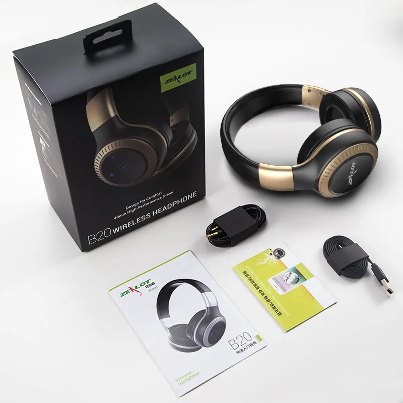 Беспроводные стереонаушники ZEALOT B20 Bluetooth гарнитура Hi Fi басовая с микрофоном для