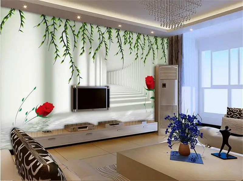 

Пользовательские фото 3d обои настенные нетканные коридор розового и зеленого цветов декоративные картины с листьями 3d настенные фрески об...