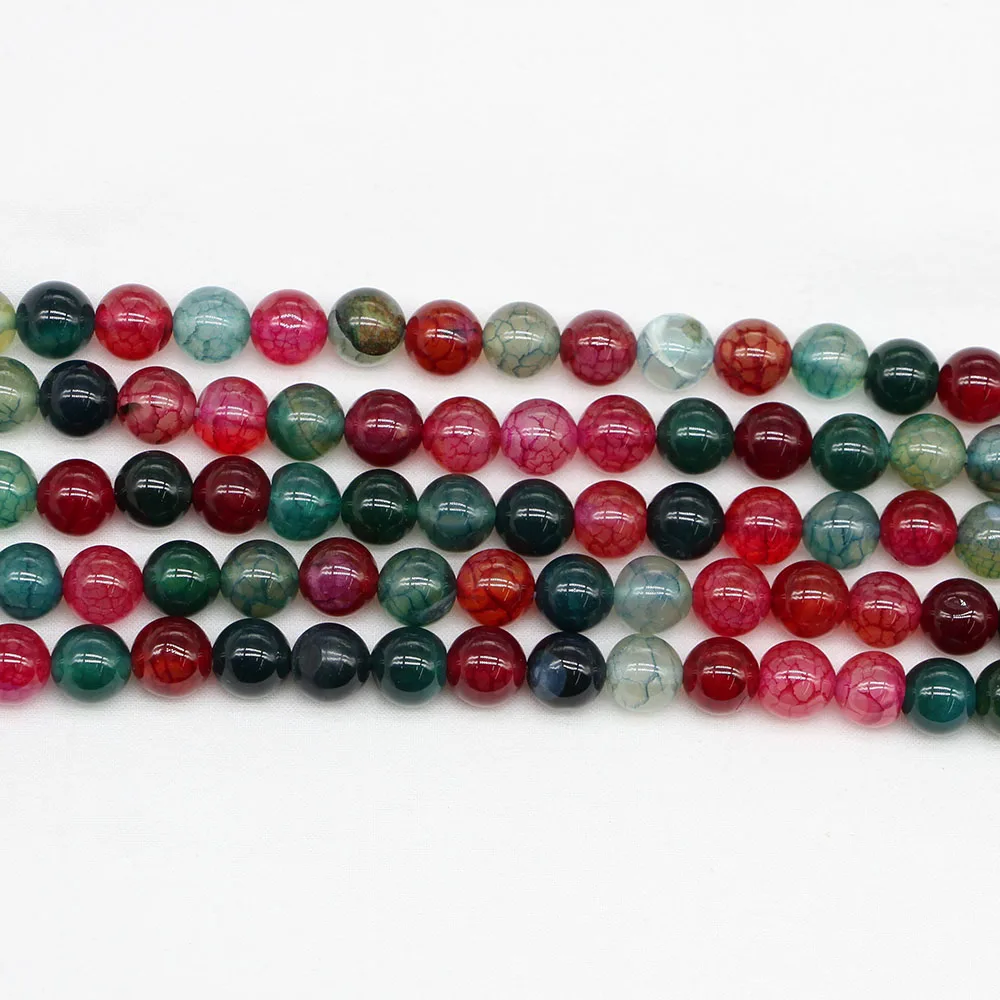 

1Strand/Lot 4-12mm Natural Stone Tourmaline Agates Bead Round Gem Loose Spacer Beads Bracelet for DIY Jewelry Making Findings