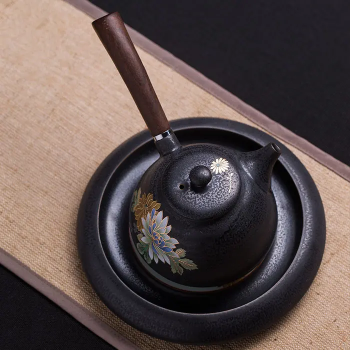 Фоточайник ручной росписи с золотыми линиями 260 мл|kung fu tea set|tea setjapanese ceramic teapot |