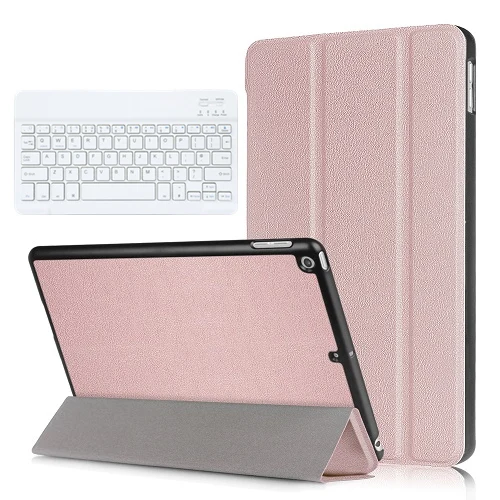 Rose Golden Kemile для нового iPad 9,7 дюймов Чехол Ультра тонкий умный чехол Trifold стенд с функцией автоматического сна/пробуждения с " Белая клавиатура - Цвет: Rose Golden