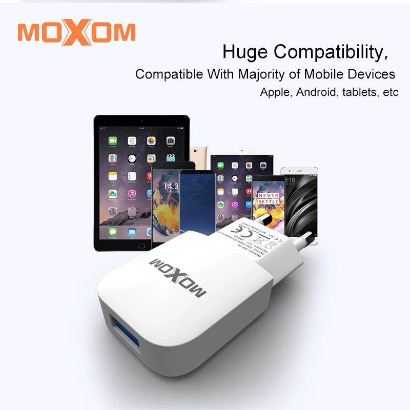 MOXOM дорожное USB зарядное устройство мобильный телефон вилка европейского