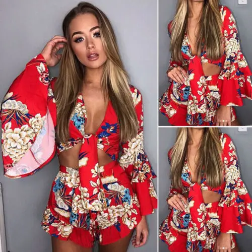 Модные женские туфли Повседневное Tank Crop Майки с длинным рукавом V Neckless футболка