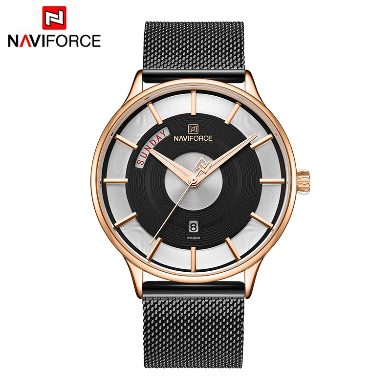 RGB Новинка NAVIFORCE мужские часы спортивные часы сетчатые стальные Дата водонепроницаемые армейские кварцевые часы простые часы Relogio Masculino 3007 - Цвет: RGB