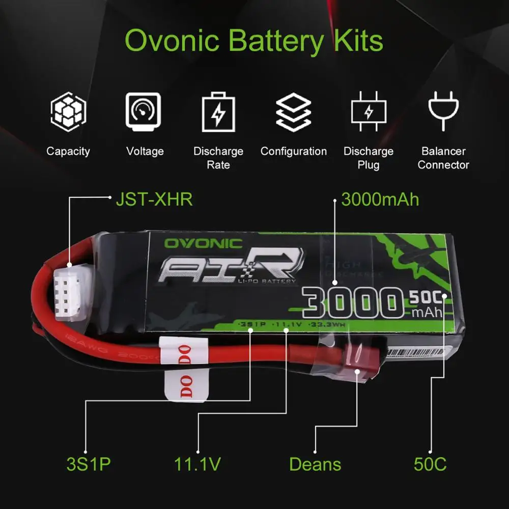 2X аккумулятор ovoic 11,1 V 3000mAh 50C-100C LiPo 3S с разъемом XT60 Deans для планера RC 3D самолета 400 мм X-Sled вертолета Quad