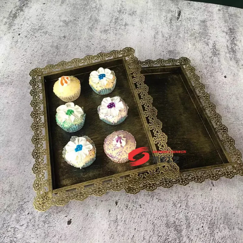 Золото 12 шт./компл. свадебный торт стоит с Кристалл Кружева ко дню рождения