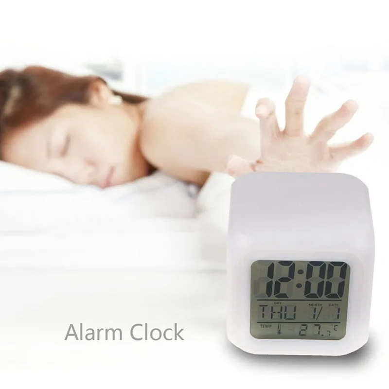 Детские часы Snooze 7 цветов светящиеся цифровые будильник светодиодные светящийся