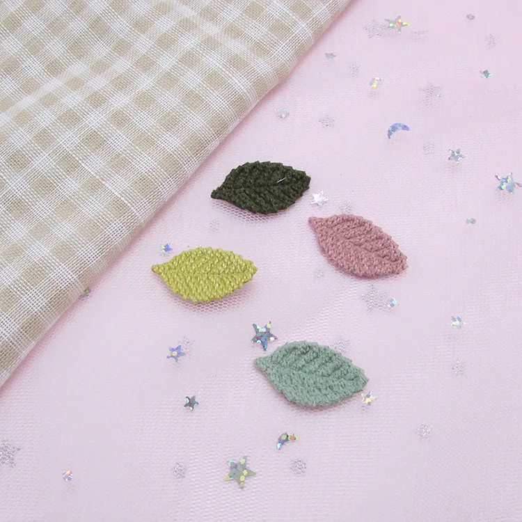 Sew on 2.8*1.6cm 50pcs/lot wool leaves Padded Appliques for Cloth Decoration and Hair Accessories free shipping | Дом и сад