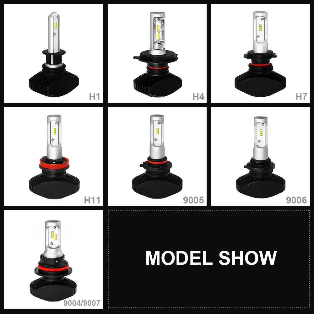 

EURS 2PCS M1 Led H1 H3 H4 H7 H11 H13 9004 9005 9006 9007 Car Headlight Auto Fog Lamp 72W 8000LM Automobile Bulb Chips CSP 6000K