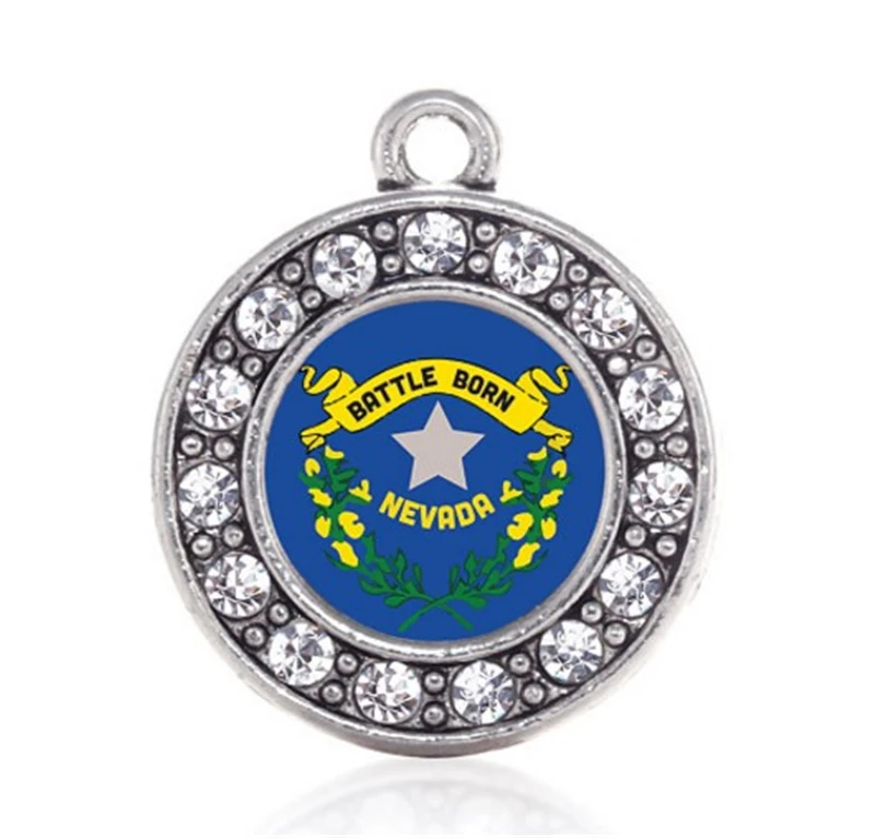 

NEW FSHION NEVADA FLAG CIRCLE CHARM antique silver plated jewelry