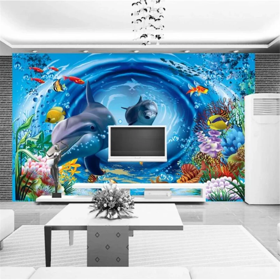 

beibehang Custom wallpaper 3d murals underwater world cartoon children's room background wall painting living room 3d wallpaper