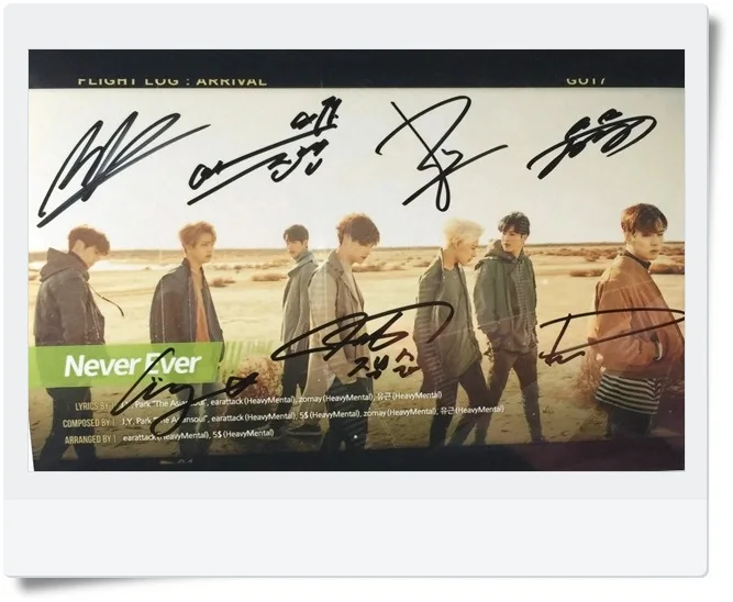GOT7 GOT 7 autographed signed group photo FLIGHT LOG: прибытие 6 дюймов новый корейский Бесплатная