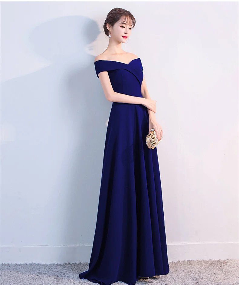 navy blue Новое Вечернее платье элегантное платье трапециевидной формы бордовое длинное вечернее платье элегантные вечерние платья длинное платье для выпускного вечера вечернее платье - Цвет: navy blue