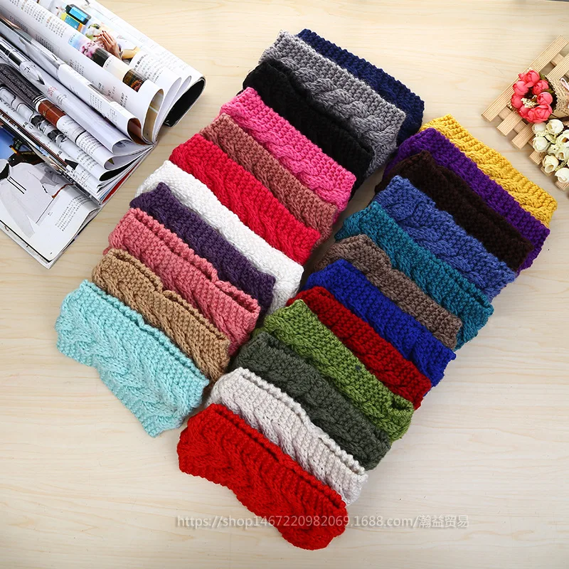 22 Цвета и широкими однотонными трикотажная шерстяная повязка Зима теплая уха