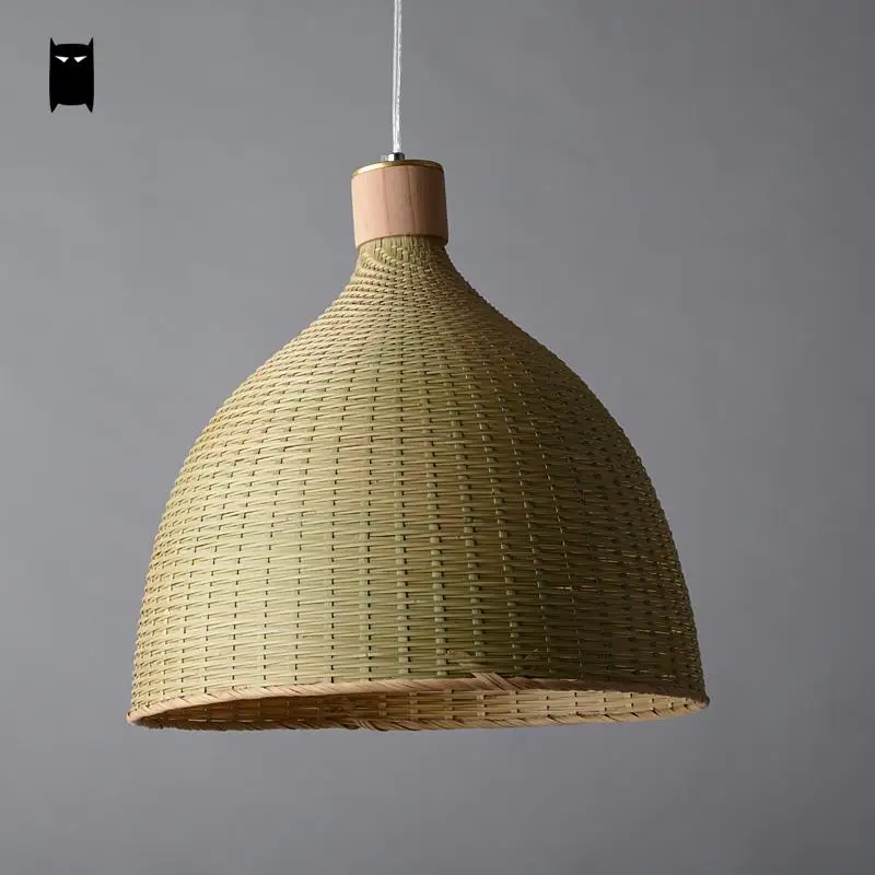 Изящная круглая подвеска в виде корзины из бамбука и ротанга ручная работа