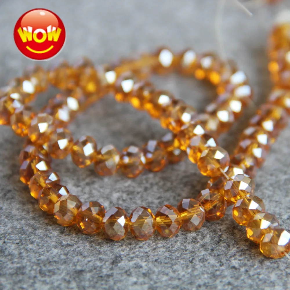 

For Bracelet 6x8mm Faceted Gold-color AB+ Colorful Glass Crystal Stone Balls Gifts Beads Loose 72pcs DIY Jewelry Making Design
