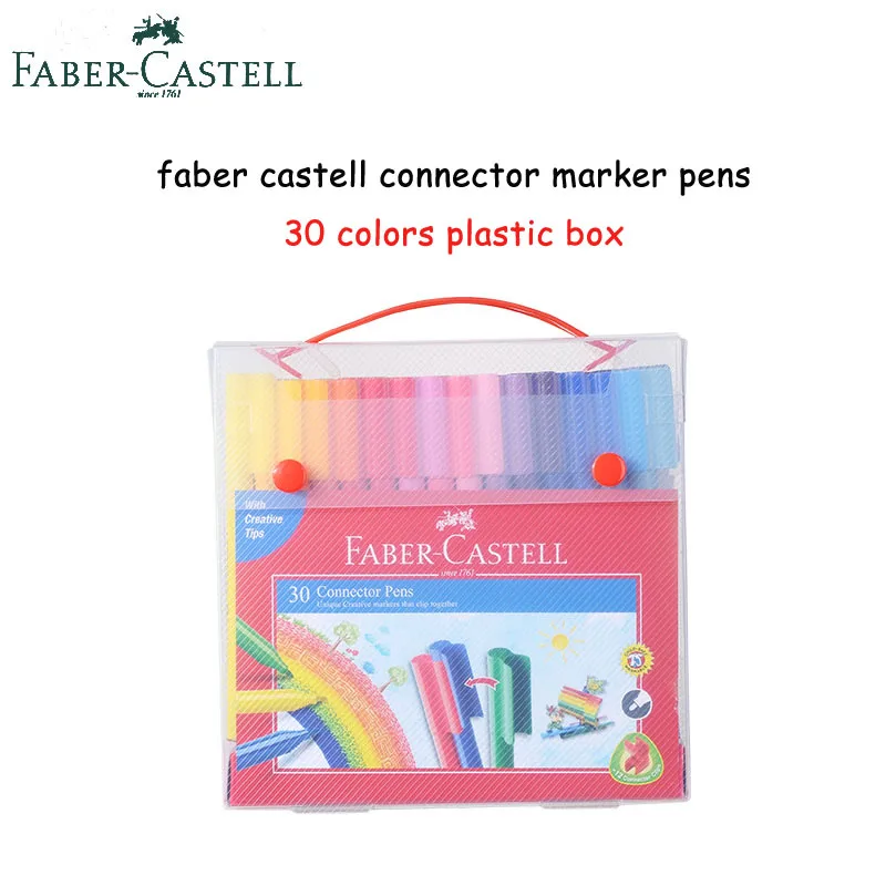 Faber Castell разъем маркер для детская клипса на Цветной картина эскизная ручка 10/20 Вт, 30 Вт/40/60/80 Цвета Aquarell маркер - Цвет: 30 color plastic box