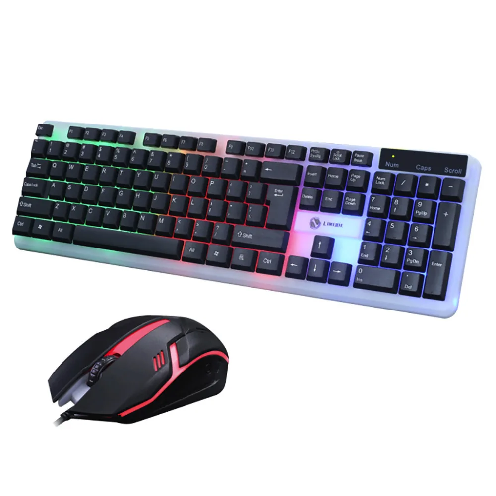Эргономичная клавиатура VOBERRY Mouse Combo Rainbow цветной светодиодный прочный с