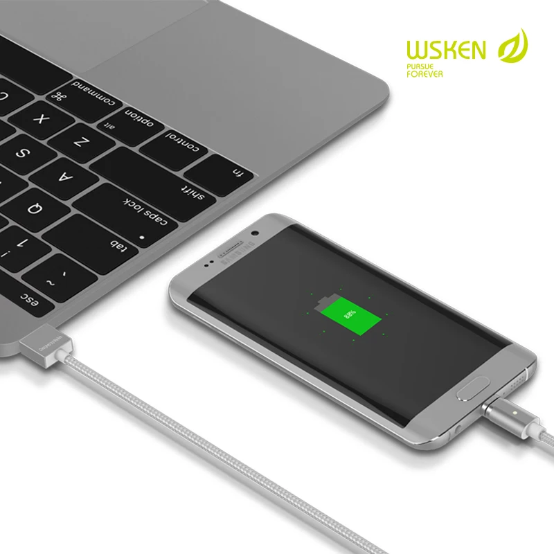 Wsken Mini 2 металлический Магнитный зарядный кабель для iPhone Samsung HTC 8Pin и Micro USB штекер