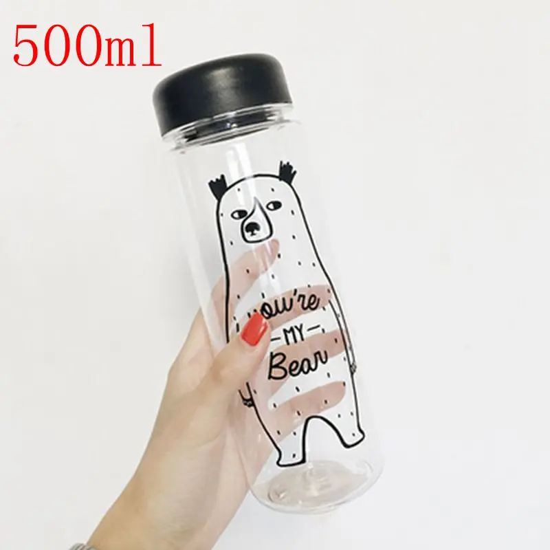 500ml Bear 350 мл/500 мл креативная Модная Портативная герметичная велосипедная бутылка для воды, пластиковый чайник, первоклассное качество - Цвет: 500ml Bear