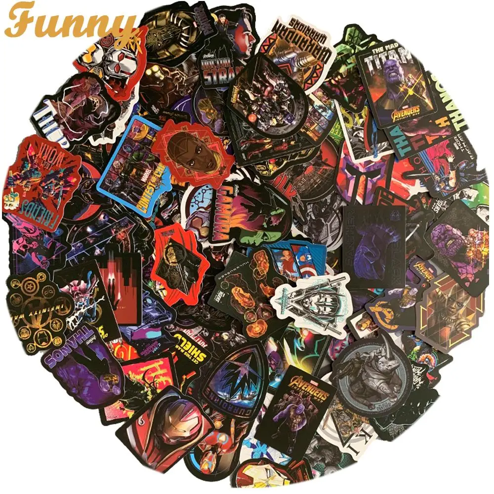 MV(50Pcs) 25/50/106 шт серия Marvel наклейки "Мстители" Железный человек "," Человек-паук "для автомобиля ноутбук рюкзак из ПВХ наклейка для велосипеда Телефон Водонепроницаемый переводная картинка - Цвет: MV(50Pcs)