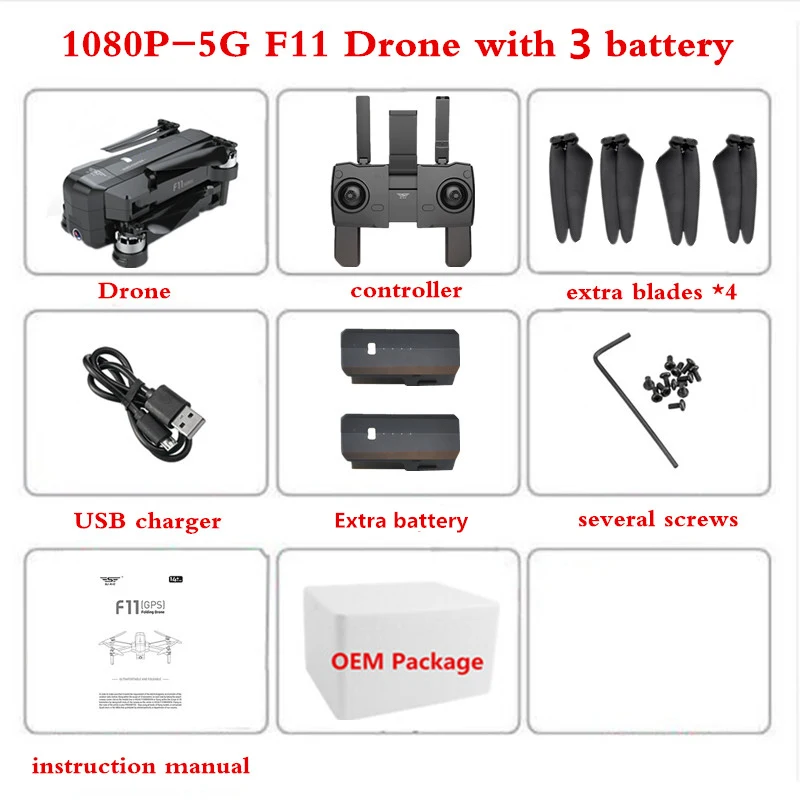 3 Battery Foam Box SJRC F11 RC gps бесщеточный Дрон с 1080P wifi камерой Квадрокоптер с камерой Дрон 28 мин Время полета Квадрокоптер Дрон Vs CG033 - Цвет: 3 Battery Foam Box