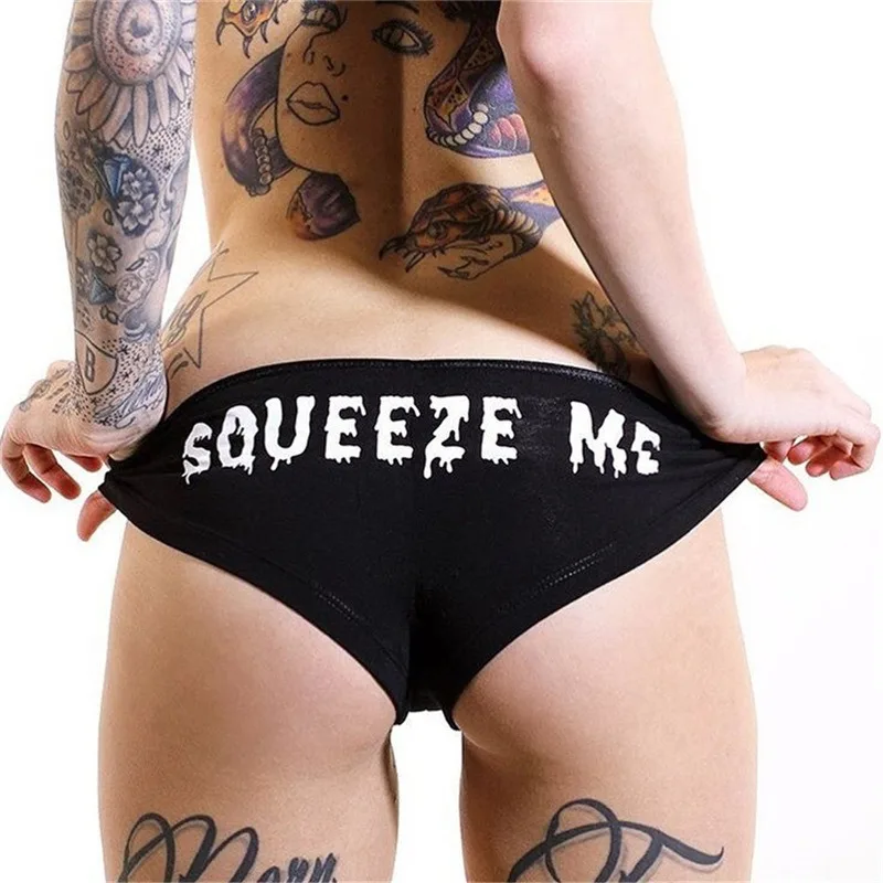Women Briefs Sexy Letter Printing Lingerie Underwear Panties Black White Mid Rise 2 Color S-2XL | Женская одежда
